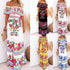 Elegant One-shoulder Short-sleeved Dress For Women Fashion Splicing Floral Print Dresses