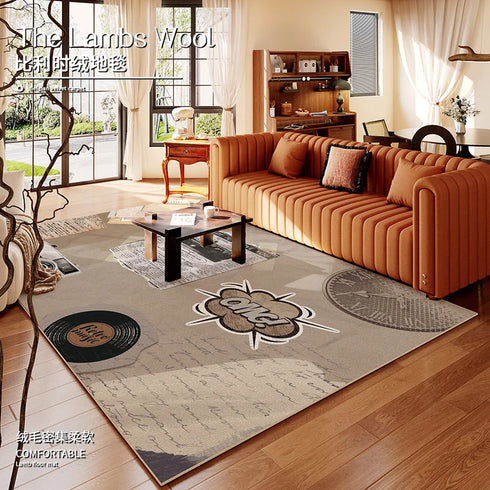 American Retro Cartoon Area Rug for Living Room and Bedroom Decor