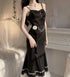 French Vintage Fairy Mermaid Dress Women Lace Midi Dress