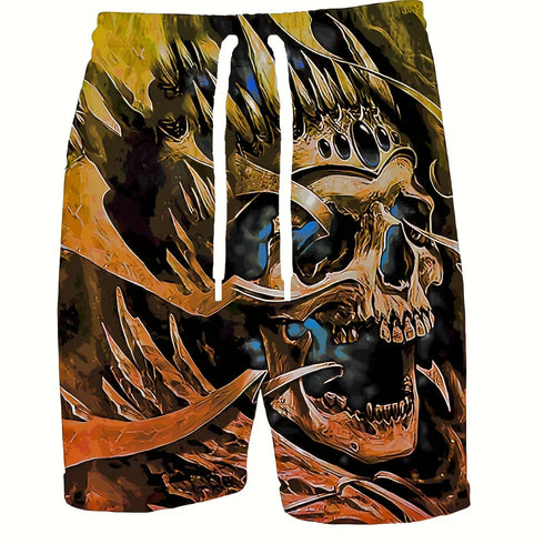 Men's Skull 3D Pattern Comfy Shorts for Summer Beach Sports