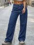 Baggy Dot Print Jeans For Women, Casual Wide Leg Denim Pants With Pockets, Low Rise Comfort Fit
