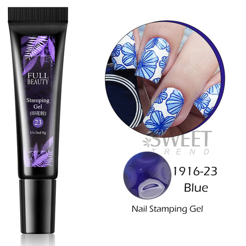 8ml Black Nail Stamping Gel Polish for Stunning Manicure Art with White Gold Transfer Gel, Perfect for UV Soak Off Varnish and Nail Art Stamping Plate Tools