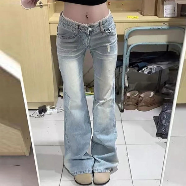 Flared Jeans For Plus Size Women Bell Bottom Silhouette Denim Jeans For Curvy Figures
