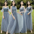Elegant Off Shoulder Tulle A Line Dress Bridesmaid Dress With Appliques Lace Up Bridal Gown