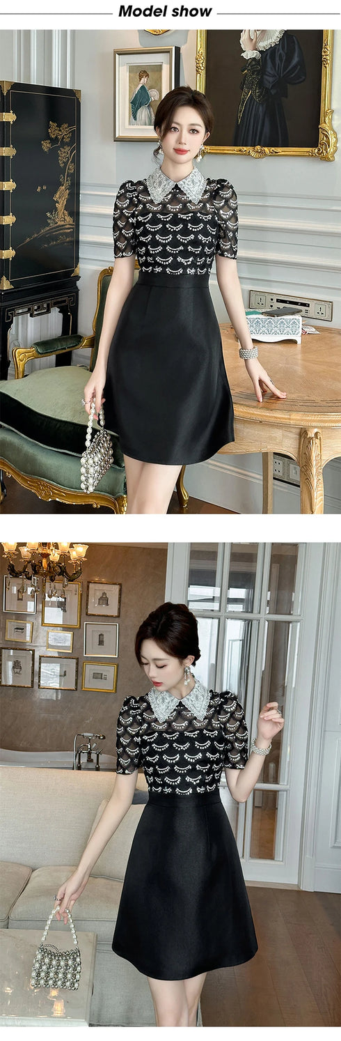 Summer Sweet Black Formal Occasion Short Dress Women Clothes Elegant Luxury A-Line Mini Party Prom Dresses