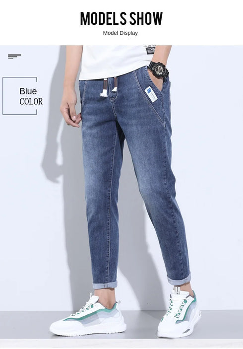 Korean Street Luxury Work Pants Men's Jogger Jeans Denim Wear