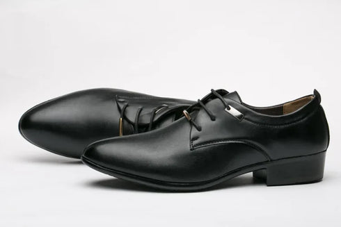 Elegant PU Patent Leather Oxfords for Men - Lace-Up Casual Business Dress Shoes for Office Work, Parties, and Weddings