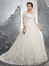 Chic Off-Shoulder A-Line Lace Applique Wedding Dress for Women with Half Sleeves