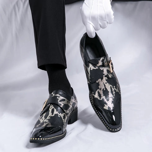 Elegant Handmade Oxford Dress Shoes for Men – Luxury Formal Leather Wedding Party Footwear with Buckle Strap and Pointed Toe Design