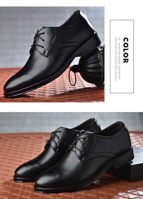 Elegant Men's Black Leather Oxfords for Formal Occasions - Perfect Wedding, Party, Office, and Business Shoes for Men