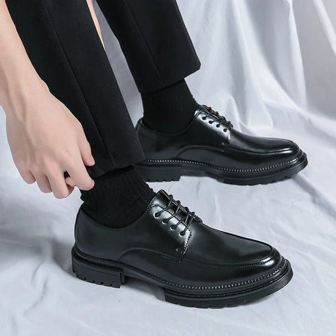 Luxury White Leather Oxford Shoes for Men - Stylish Formal Business Wedding Dress Footwear with Thick Bottom Casual Moccasins