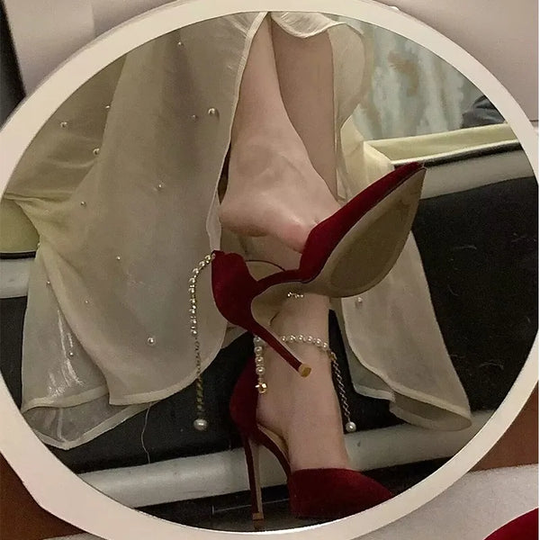 Pointed Toe Fine High Heel Women's Shoes for Wedding Elegance