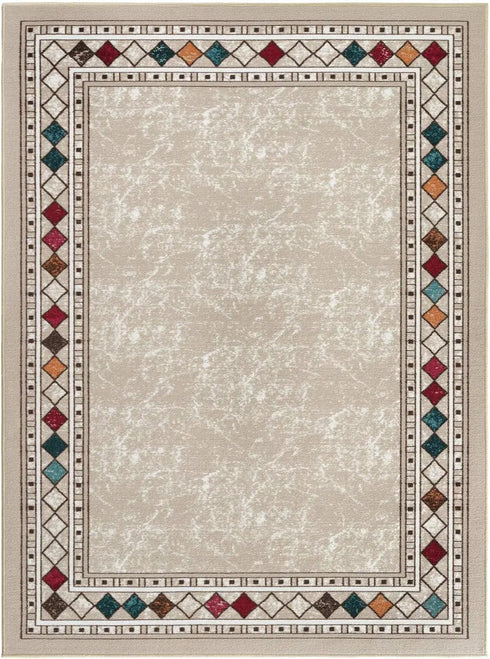 Modern Bordered Rugs for Living Room and Bedroom Decorative Area Carpet Non-slip Floor Mat