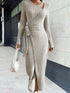 Women Knitting Loungewear Maxi Dress Autumn Winter Party Dress