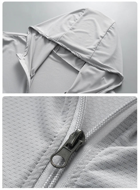 Plus Size Lightweight Summer Windbreaker Jacket for Men - Hooded, Quick-Drying, UPF 50 Sun Protection, Breathable Casual Coat for Outdoor Activities