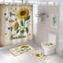 4 Piece Doormat Shower Curtain Set with Non-Slip Rugs Toilet Seat Cover and Bath Carpet for Bathroom Decor