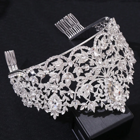 Opulent Baroque Rhinestone Wedding Crown Tiara for Pageants and Special Occasions