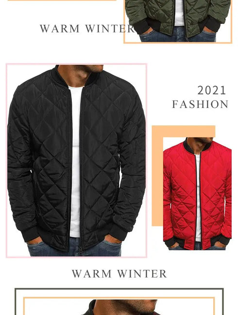 Lightweight Cotton Jacket for Men - Vintage Style Baseball Collar Outerwear with Long Sleeves, Perfect for Autumn and Winter Casual Wear