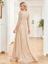 Elegant V Neck Long Sleeve Sequins Evening Gown for Formal Occasions