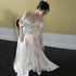 Customized Illusion Tulle Off Shoulder Lace Wedding Gowns A Line Long Sleeves Ruched Satin Bridal Dress