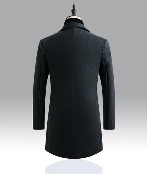 Men's Slim Fit Trench Coat for Fall and Winter - Stylish Woolen Blended Outwear for Business Casual and Travel
