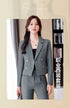 Chic Women's Office Suit Set: Long Sleeve Double Breasted Short Tops with Slim High Waisted Pencil Pants for Spring Fashion
