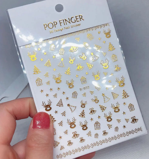 Mini Snowflake Christmas Nail Art and Scrapbooking Stickers with Santa Claus, Snowman, and Gold Foil Water Decals for Festive New Year Decorations