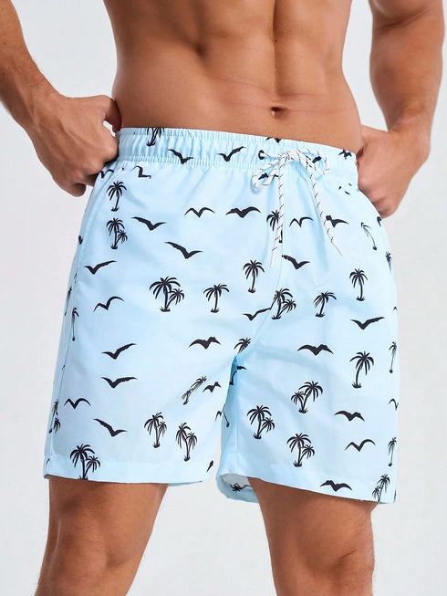 Men's Board Shorts Swim Trunks Drawstring Quick Dry Beach Casual