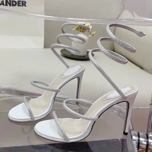 Rhinestone Snake Stiletto Gladiator Sandals For Wedding