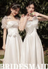 Bridesmaid Dress Floor Length Jersey Gown With Ruched Bow Sweetheart Neckline For Wedding Party Dress