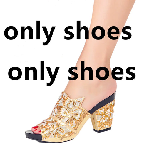 Shoe Bag Set Ladies Rhinestones Fashion Slippers High Heel Party