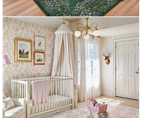 Large Machine Washable Bohemian Flower Carpet for Living Room and Bedroom Decoration