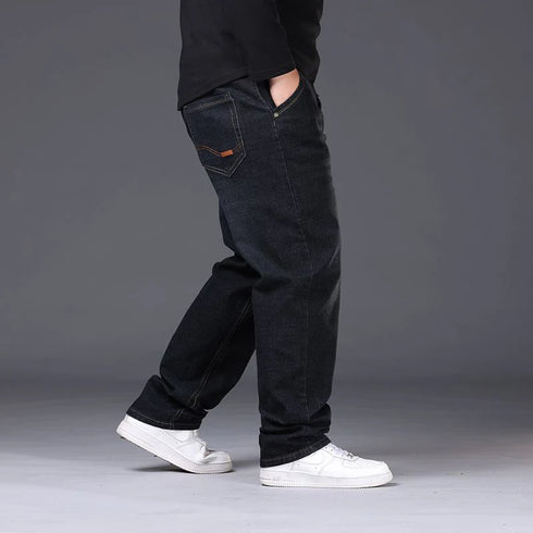 Plus Size Mens Jeans Loose Denim Straight Leg Stretch Casual Trousers
