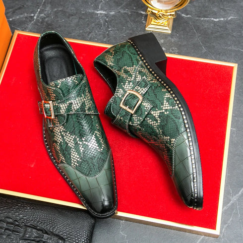 Elegant Handmade Oxford Dress Shoes for Men – Luxury Formal Leather Wedding Party Footwear with Buckle Strap and Pointed Toe Design