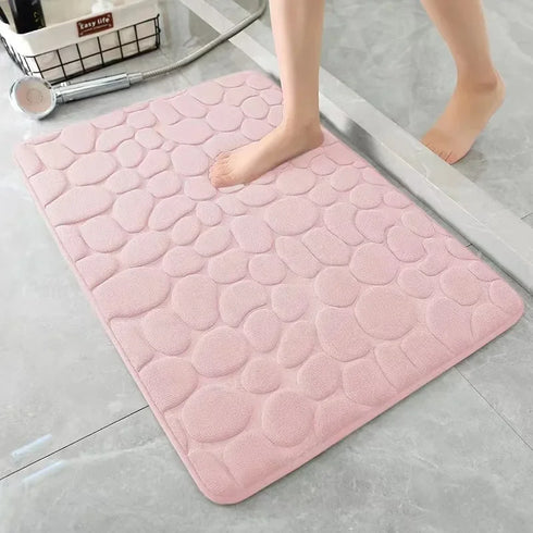 Mat Non Slip Cobblestone Embossed Bathroom Rug Memory Foam Doormat