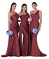 Mermaid Satin Corset Bridesmaid Dress for Wedding Party Gown with Ruched Detailing and Floor Length