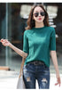 Half Turtleneck Ice Silk T-shirt Women's Sweater Mid-sleeved Temperament Versatile Top Fashionable Inner Wear Summer New Style