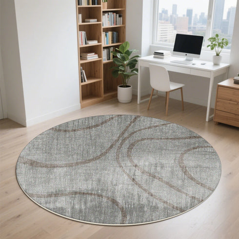 Modern Style Round Carpet Thickened Anti Slip Mat Soft Fluffy Decor Rug