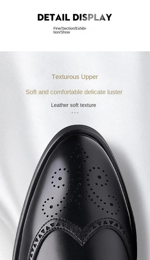 Men Classic Retro Brogues Lace Up Business Leather Shoes Formal Office Flats Wedding Party Oxford Shoes