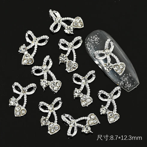 10pcs Devil's Blue Eye Nail Charms with Glitter Rhinestones for Stunning Nail Art Decoration and Manicure Accessories