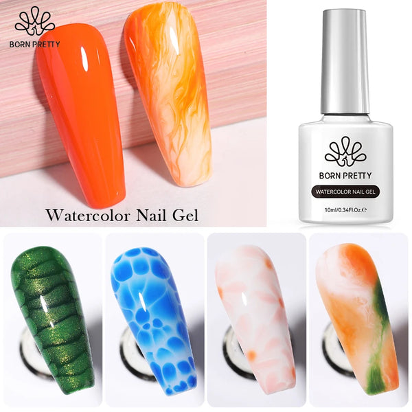 Clear Nail Watercolor Gel 10ml for Soak Off UV LED Marble Effect - Functional Gel Nail Polish for Stunning Natural Stone Designs