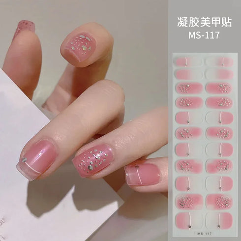 Waterproof Long Lasting Gel Nail Art Stickers for Stunning Full Cover Manicures - 9 Piece Set of Baking-Free Solid Color Decals
