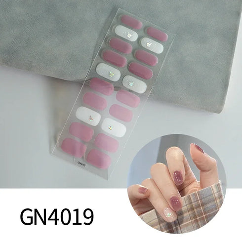 Waterproof Long Lasting Gel Nail Art Stickers for Stunning Full Cover Manicures - 9 Piece Set of Baking-Free Solid Color Decals