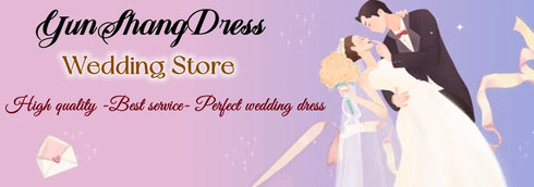 YunShang Chiffon V-Neck Wedding Dress Elegant Lace A-Line Gown