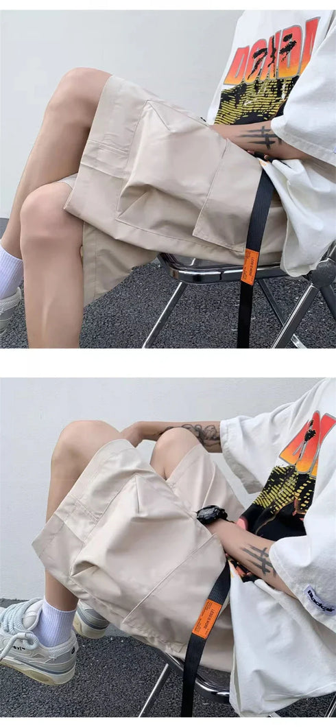 Summer Men's Functional Cargo Shorts Multi-Pocket Baggy Gym Shorts Streetwear Bermuda