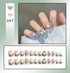 24Pcs Cute Bow Short Coffin Press On Nails - Artificial Full Cover Acrylic Nail Tips for Fall Season Nail Art Decor with Seamless Removable Designs
