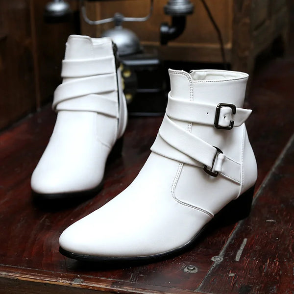 Stylish Leather Chelsea Boots for Men - Designer Casual and Formal Buckle Strap Footwear