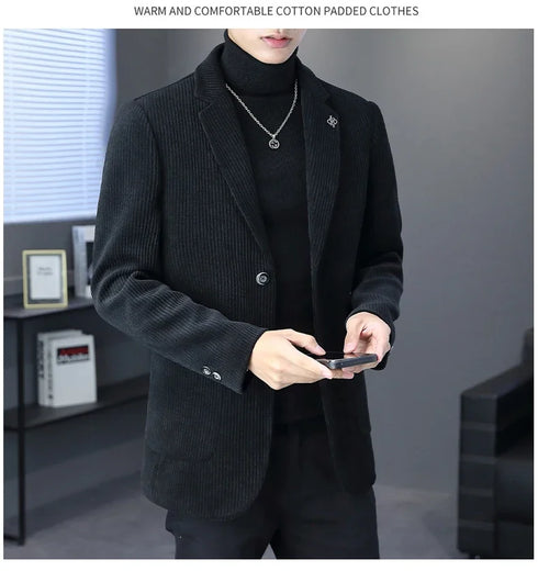 Men's Fashion Business Casual Blazer Simple Elite Party Suit