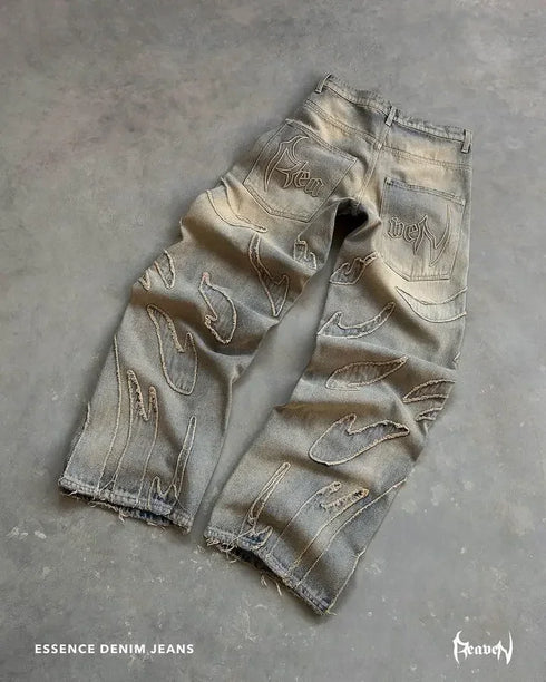 Harajuku Embroidered Retro Loose Streetwear Jeans Hip Hop Pants