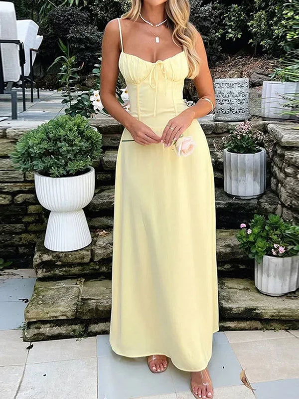 Elegant Strappy Backless Long Dress Women's Summer Fashion